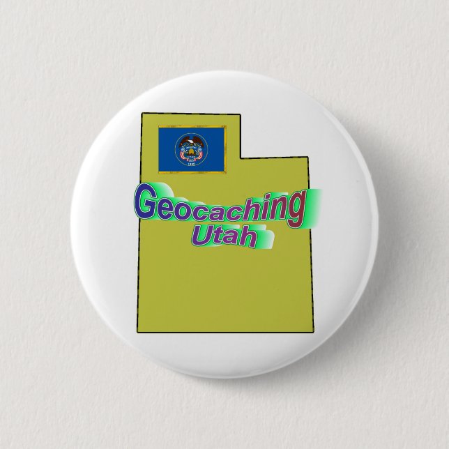 Badge Rond 5 Cm Bouton de Geocaching Utah (Devant)