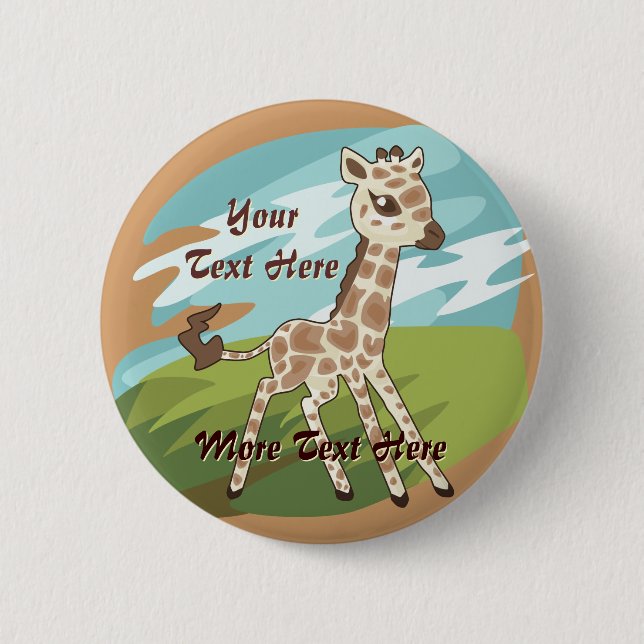 Badge Rond 5 Cm Bouton de girafe (Devant)