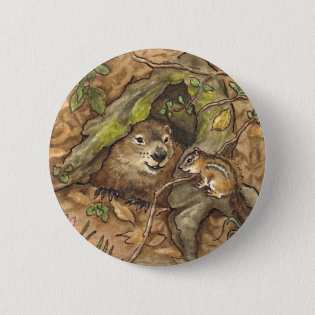 Badge Rond 5 Cm Bouton de Groundhog (Devant)