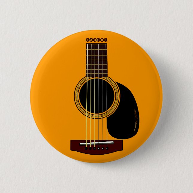 Badge Rond 5 Cm bouton de guitare acoustique (Devant)
