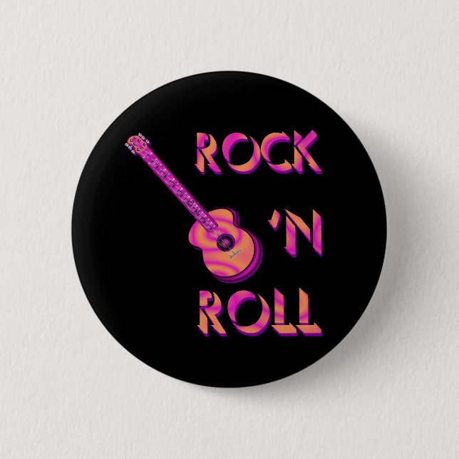 Badge Rond 5 Cm Bouton de guitare acoustique de rock (Devant)
