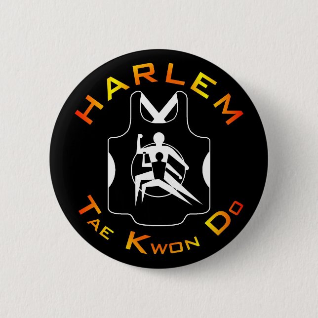 Badge Rond 5 Cm Bouton de Harlem le Taekwondo (Devant)