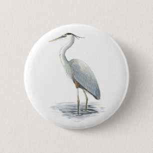 Badge Rond 5 Cm Bouton de héron de grand bleu