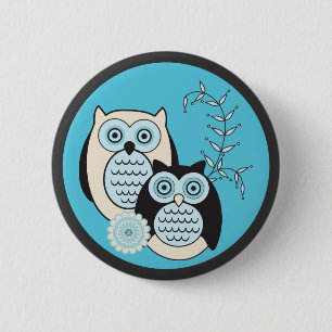 Badge Rond 5 Cm Bouton de hiboux d'hiver