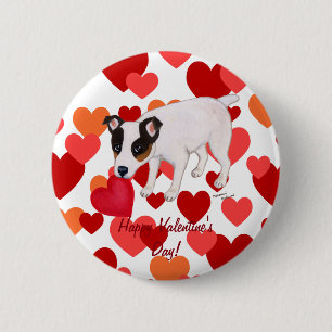Badge Rond 5 Cm Bouton de Jack Russell Terrier Valentine
