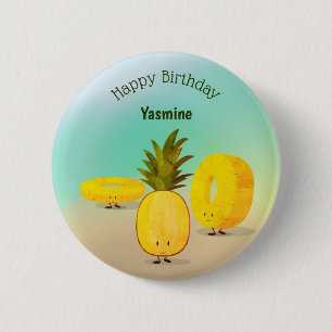 Badge Rond 5 Cm Bouton de joyeux anniversaire de bande dessinée