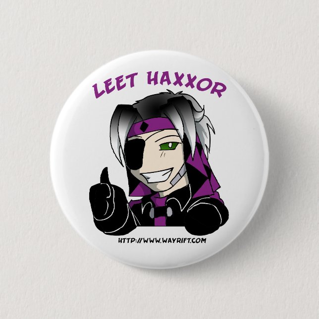 Badge Rond 5 Cm Bouton de Kip "Leet Haxxor" (Devant)