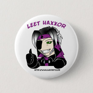 Badge Rond 5 Cm Bouton de Kip "Leet Haxxor"