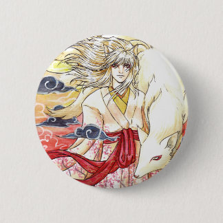 Badge Rond 5 Cm Bouton de Kitsune