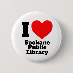 Badge Rond 5 Cm Bouton de la bibliothèque publique I Heart Spokan