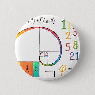 Badge Rond 5 Cm Bouton de la broche spirale Fibonacci