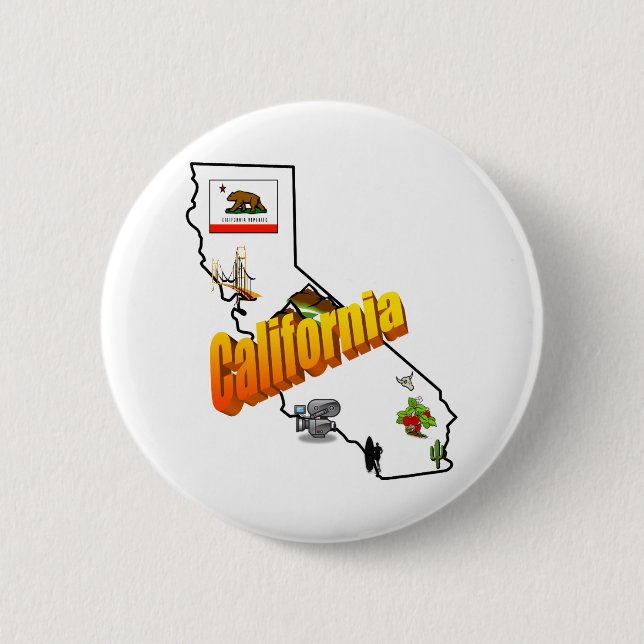 Badge Rond 5 Cm Bouton de la Californie (Devant)