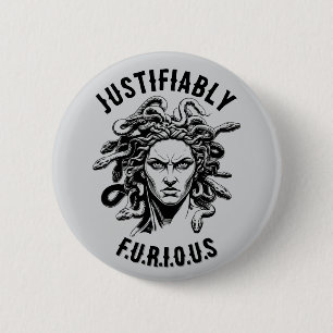 Badge Rond 5 Cm Bouton de la colère de Méduse