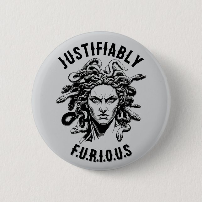 Badge Rond 5 Cm Bouton de la colère de Méduse (Devant)