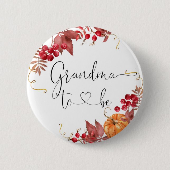 Badge Rond 5 Cm Bouton de la grand-mère citrouille d'automne (Devant)