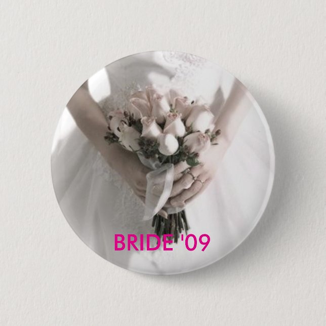 BADGE ROND 5 CM BOUTON DE LA JEUNE MARIÉE '09 (Devant)