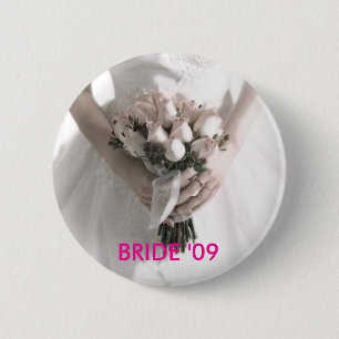 BADGE ROND 5 CM BOUTON DE LA JEUNE MARIÉE '09