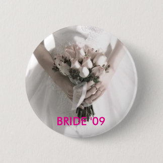 BADGE ROND 5 CM BOUTON DE LA JEUNE MARIÉE '09