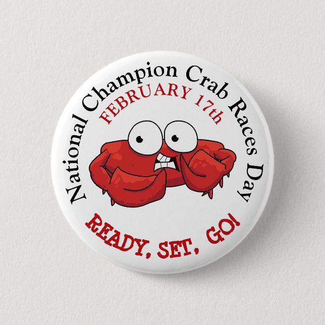 Badge Rond 5 Cm Bouton de la Journée nationale des courses de crab (Devant)