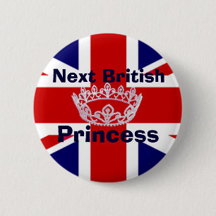 Badge Rond 5 Cm Bouton de la princesse britannique Crown Pin