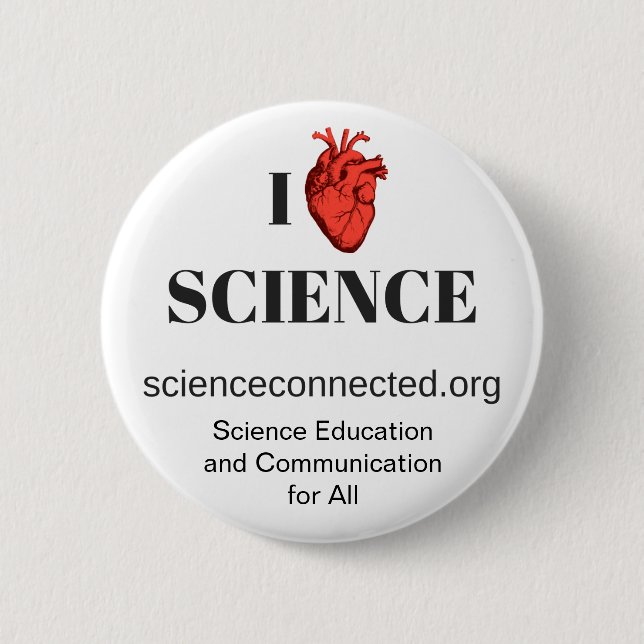 Badge Rond 5 Cm Bouton de la Science I <3 (Devant)