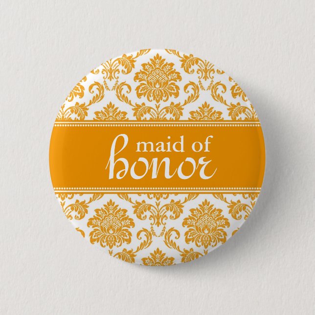 Badge Rond 5 Cm Bouton de la servante d'honneur Damask (Devant)