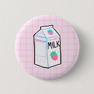 Badge Rond 5 Cm Bouton de lait de fraise