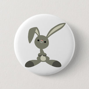 Badge Rond 5 Cm Bouton de lapin de caricature Curieux