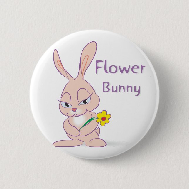 Badge Rond 5 Cm Bouton de lapin de fleur (Devant)