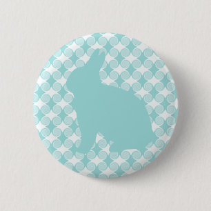 Badge Rond 5 Cm Bouton de lapin de Pâques, Bleu clair
