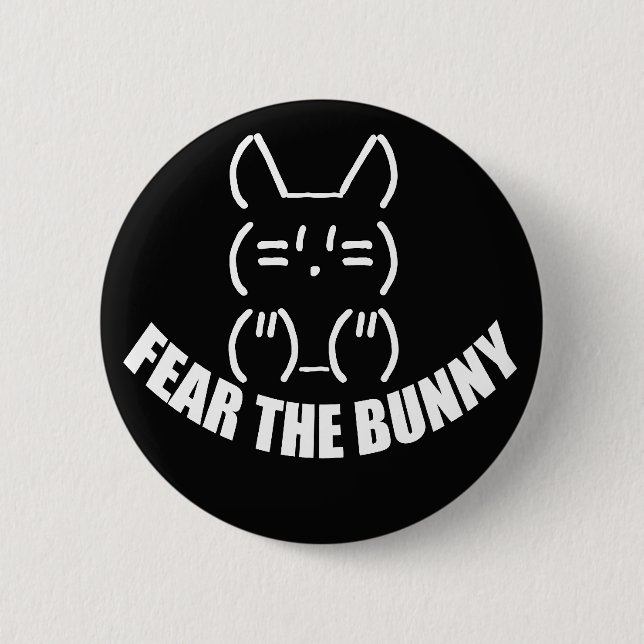 Badge Rond 5 Cm Bouton de lapin - noir (Devant)