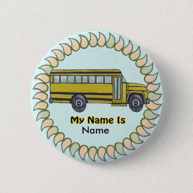 Badge Rond 5 Cm Bouton de l'axe du bus scolaire (Devant)