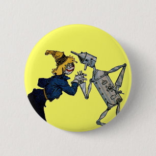 Badge Rond 5 Cm Bouton de l'homme d'épouvantail et d'os