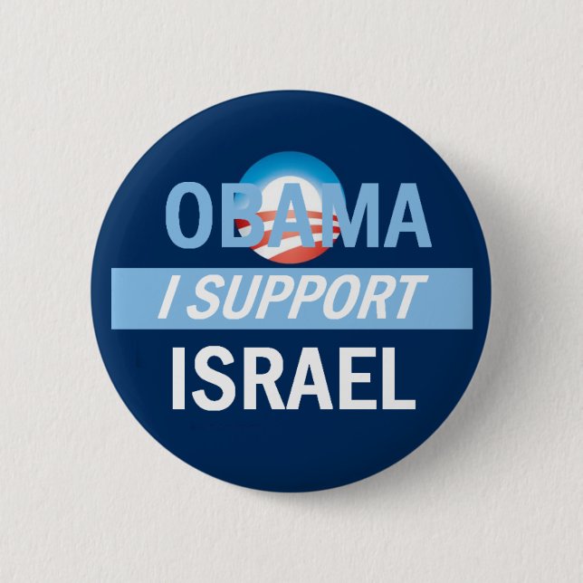 Badge Rond 5 Cm Bouton de l'Israël de soutien d'Obama I (Devant)