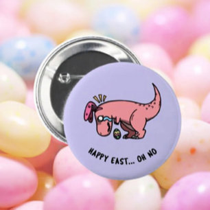 Badge Rond 5 Cm Bouton de lutte de Pâques T-Rex
