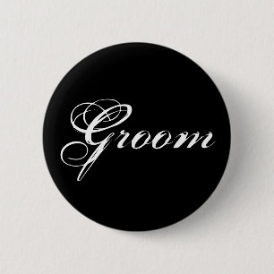 Badge Rond 5 Cm Bouton de marié dans le noir