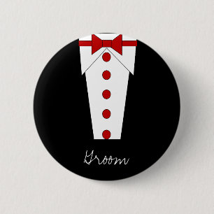 Badge Rond 5 Cm Bouton de marié (rouge)