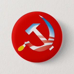 Badge Rond 5 Cm Bouton de marteau et de faucille d'Obama