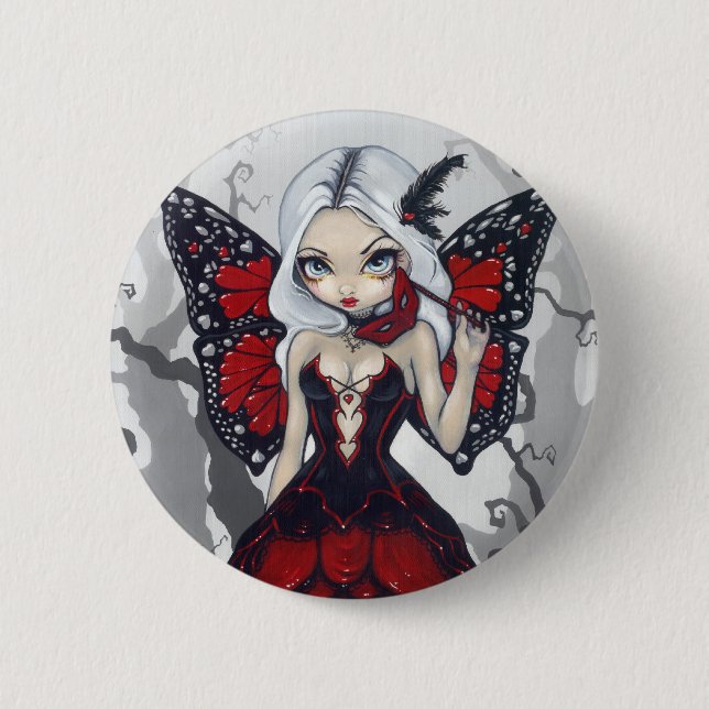 Badge Rond 5 Cm Bouton "de mascarade de Valentine" (Devant)
