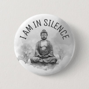 Badge Rond 5 Cm Bouton de méditation Bouddha en silence pour la re