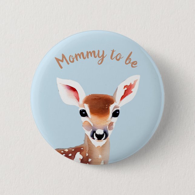 Badge Rond 5 Cm Bouton de mignonne maman cerf (Devant)