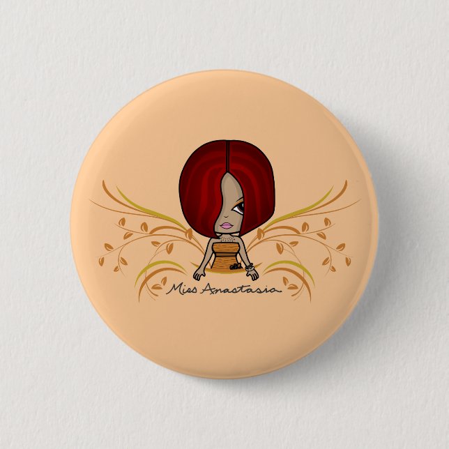 Badge Rond 5 Cm Bouton de "Mlle Anastasia" (Devant)