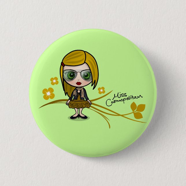 Badge Rond 5 Cm Bouton de "Mlle Cosmopolitan" (Devant)