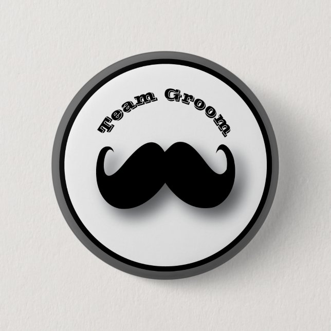 Badge Rond 5 Cm Bouton de moustache - marié d'équipe (Devant)