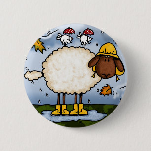 Badge Rond 5 Cm bouton de moutons d'automne