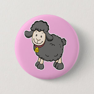 Badge Rond 5 Cm Bouton de moutons noirs
