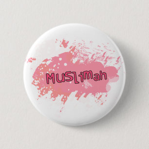 Badge Rond 5 Cm Bouton de Muslimah (rose)