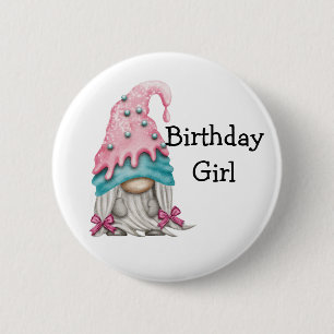 Badge Rond 5 Cm Bouton de nain de fille d'anniversaire