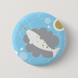 Badge Rond 5 Cm Bouton de Narwhal