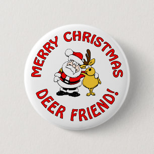 Badge Rond 5 Cm Bouton de Noël "Deer Friend"